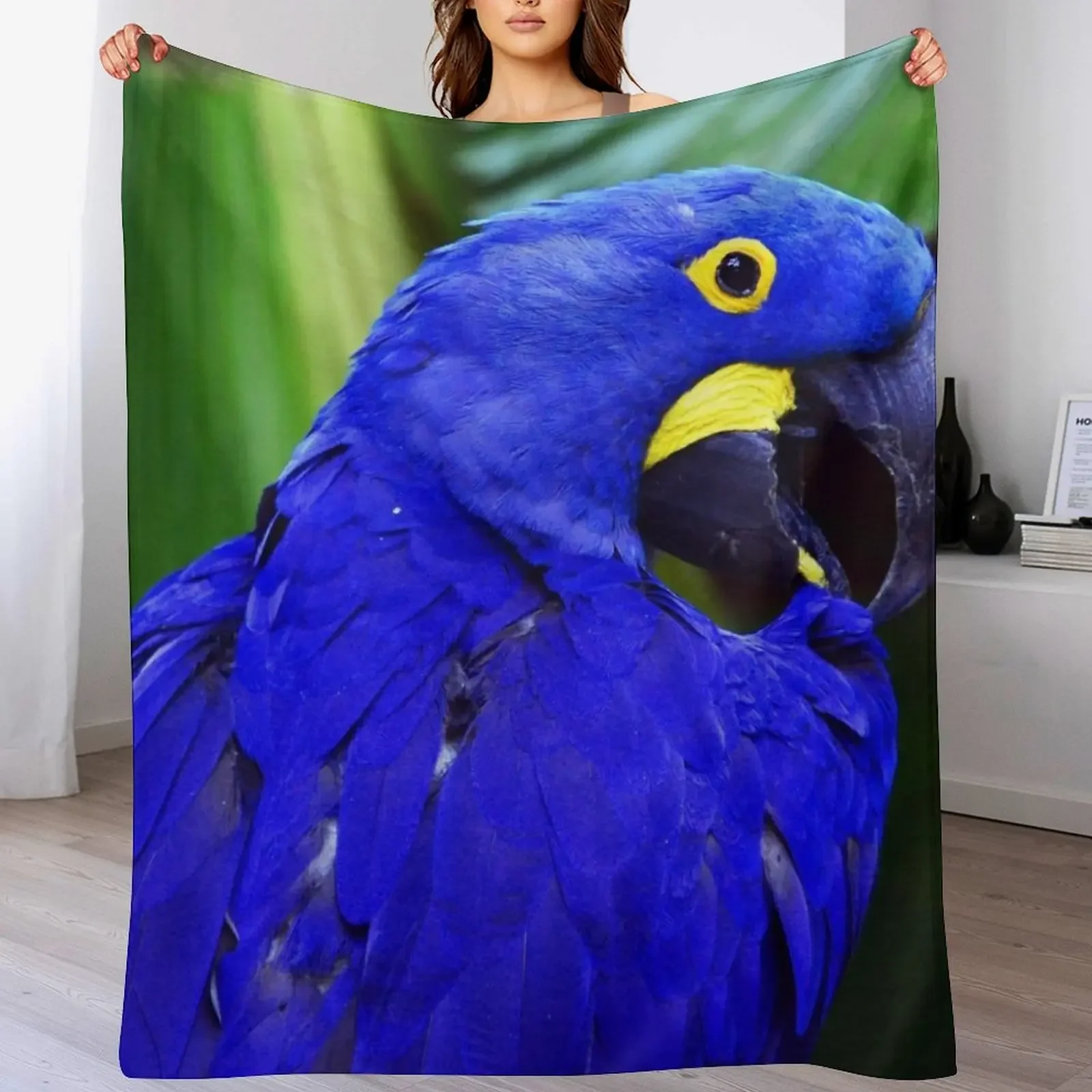 

Elegant Hyacinth Macaw Art Photo Throw Blanket Stylish Warm Blanket for Living Room Bedroom
