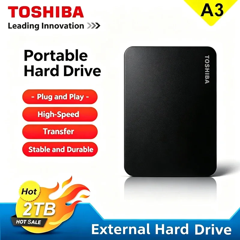 Toshiba A3 Series Canvio Basics Portable Hard Drive USB 3.0 Black 2TB External Storage For Mac PC