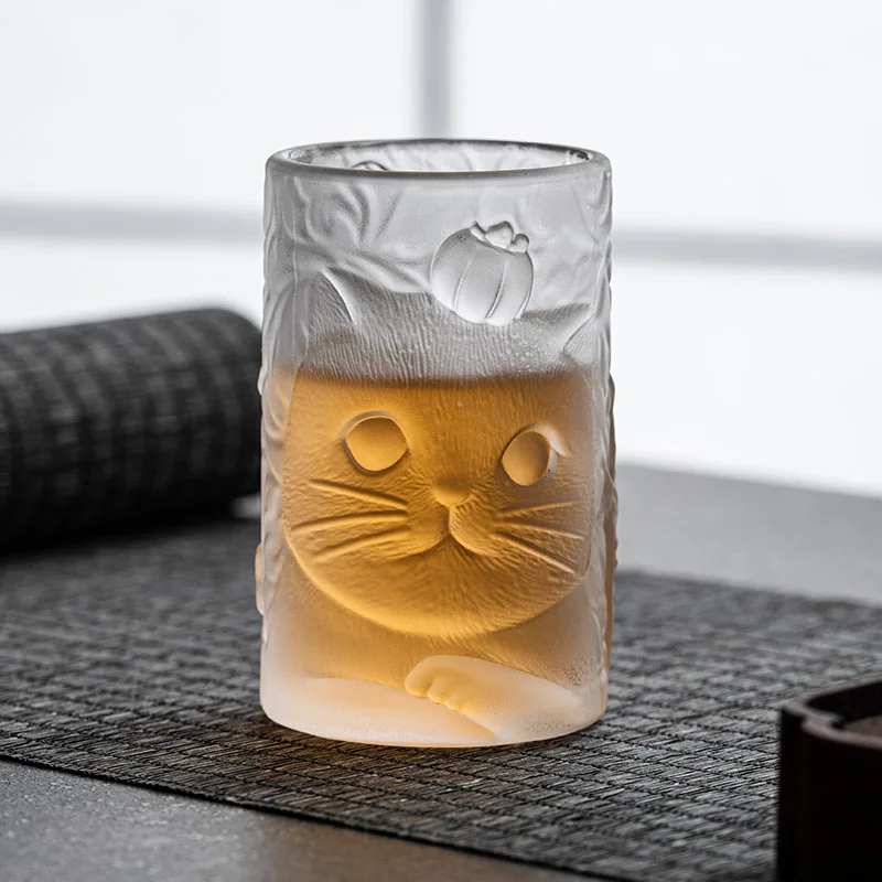 

Стеклянная чашка для кошки с хурмой, бытовая стеклянная чашка для чая, чашка для сока, молока, креативная и милая чашка для питья