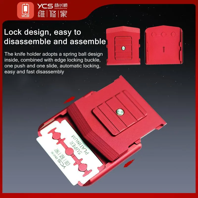 YCS High Toughness Stainless Steel Blade Set for Mobile Phones Maintenance LCD Screen OCA Glue Cleaning Knife Handle
