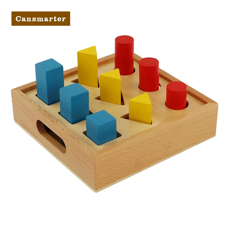 Sensory Toys Montessori Learning Materials Geometric Block Cylinder Beechwood Educational Teaching Toys Baby Preschool Games Toy