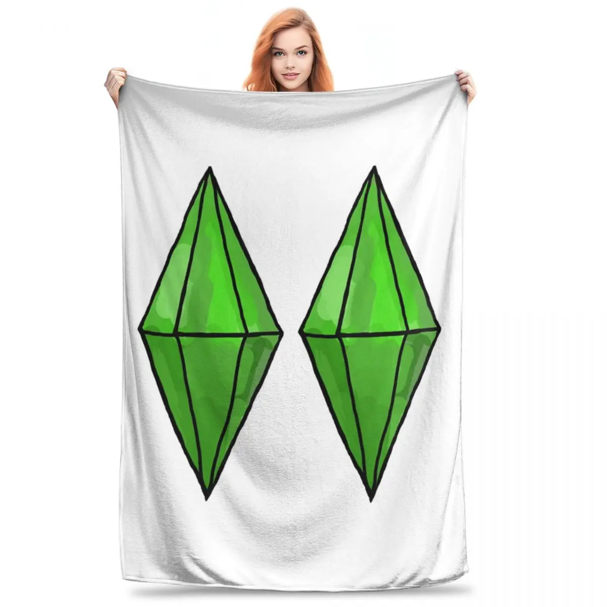 Giant Plumbob Blanket Flannel Portable Sofa Throw Blankets For Home Bedroom Travel Throws Bedspread Quilt