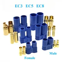 1pair Ec3 Ec5 Ec8 Male Female Banana Plug Bullet Connector DC500V 25A/40A/100A For Rc Esc Motor Rc Quadcopter Drone Lipo Battery