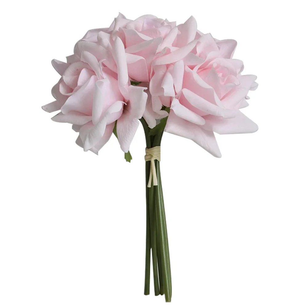 High End Moisturizing Hand Feel 5 Head Curled Rose Wedding Handheld Simulation Flower