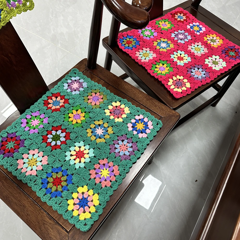 DIY Handmade Crochet Seat Cushion Tablecloths Square Pet House Mats Home Decor Coaster Mat Pad 40X40cm