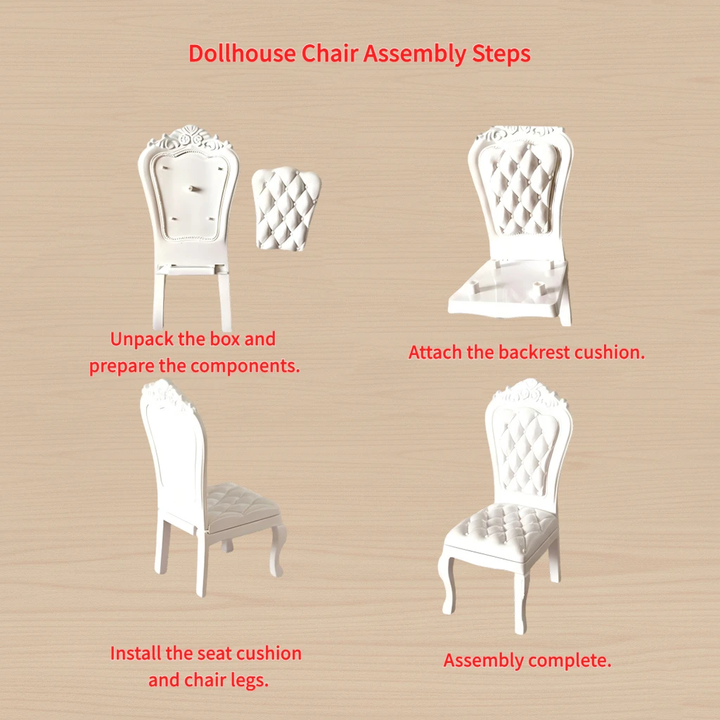 1pc Mini Dollhouse Dining Chair Set,1:6 Scale ABS Plastic Dollhouse Furniture, Fits 20-30 Cm (7.8-11.8 In)Dolls,Tabletop Scenes