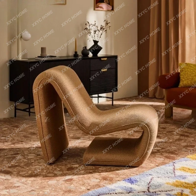

HModern simple line leisure chair living room small apartment metal special-shaped sofa model room soft bag lazy sofa