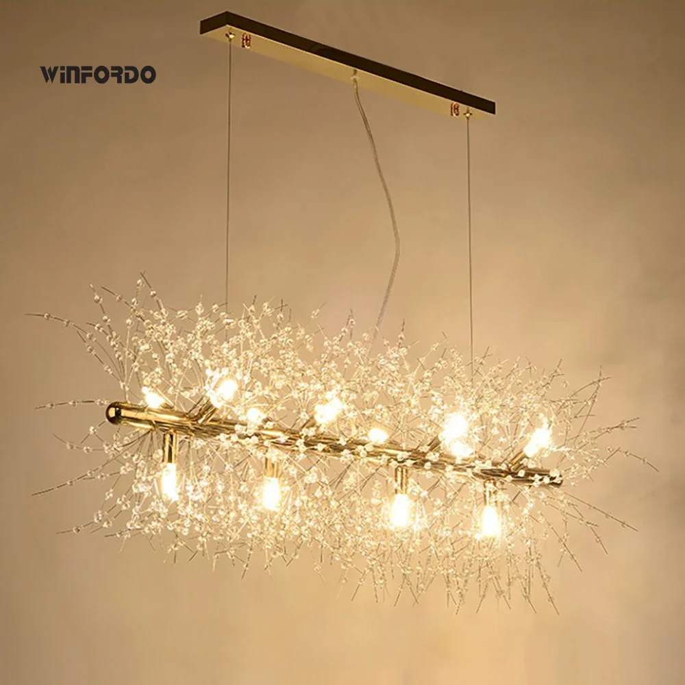 retangular cristal led g9 dandelion chandelier iluminacao lampada pingente para sala de jantar restaurantes lojas winfordo wf p92l 01