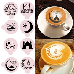 4pcs Eid Mubarak Spray Stencils Cofffee Cookie Drawing Template Ramadan Decor Aid Al Adha al-Fitr Kareem Islam Muslim Party 2025