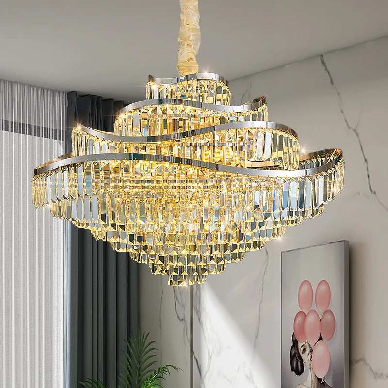 

Light Luxury Simple Post-Modern Living Room Design Creative Bedroom Lamp Dining Room Chandelier Atmospheric Crystal Chandelier