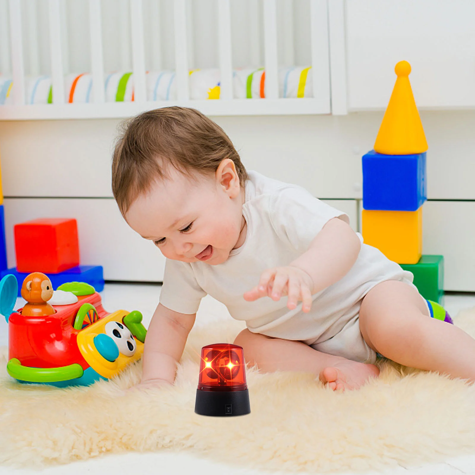 Safety Beacon Light Alert LED Police Lights Miniature Toys Decoration Lamp Kid Child Atmosphere