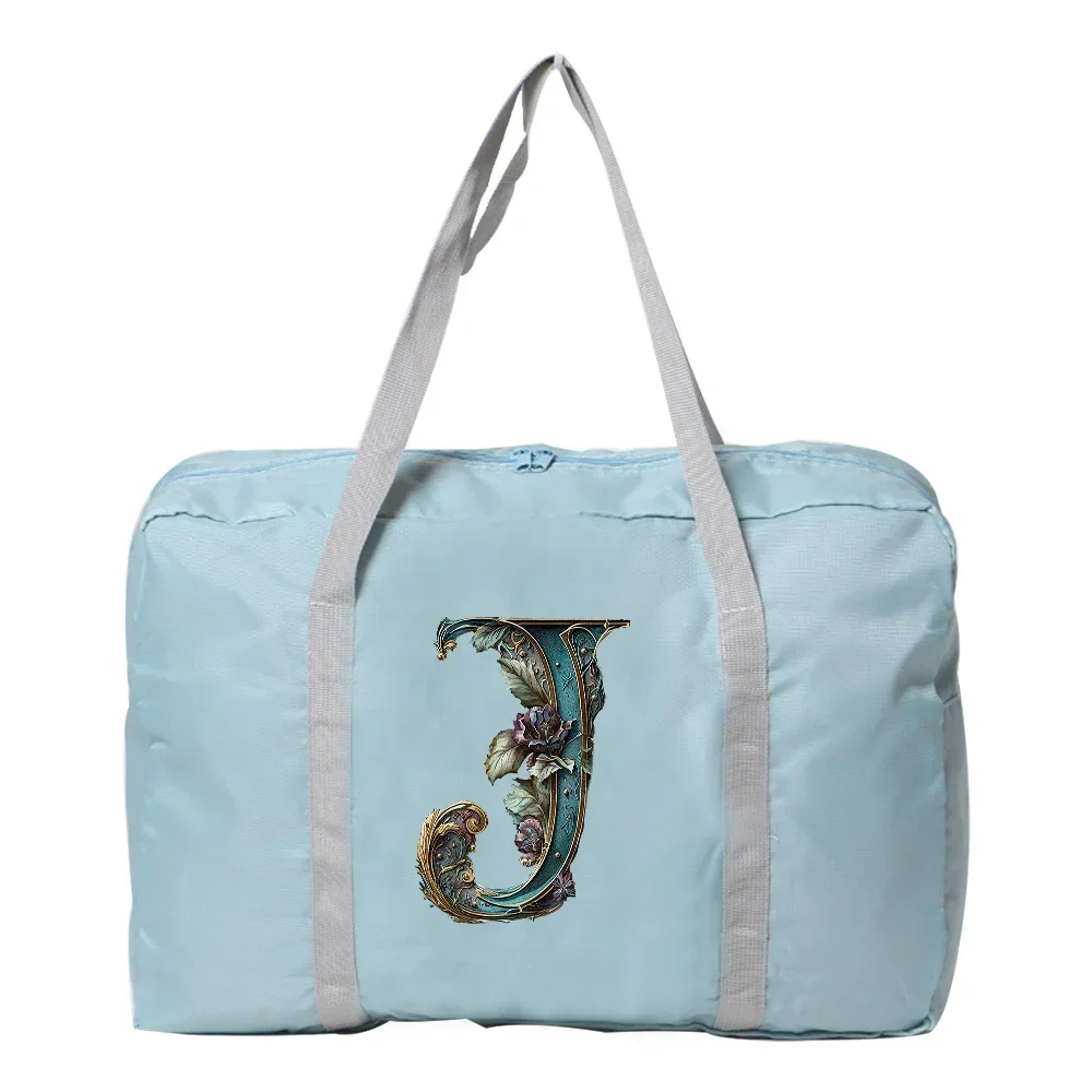 حقيبة سفر محمولة مع سلسلة طباعة نمط حروف الخيال العلمي، حقيبة يد محايدة خفيفة الوزن ذات سعة كبيرة وقابلة للطي #6