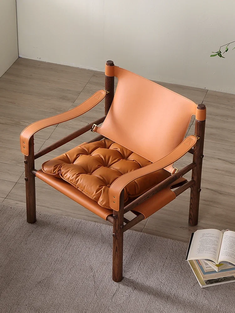 Printed hunting chair solid wood creative leather single leisure sofa chair
