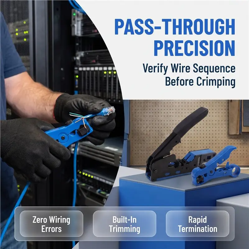 Wire Stripper Cutter Plier RJ45 Cat7 Pass Through Crimp Tool Multifunctional Network Cable Crimper-Y47A