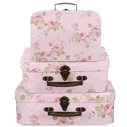 3 Pcs Three Piece Gift Box Flower Decorations Embellishments Vintage Suitcase Décor Boxes Cardboard Paperboard