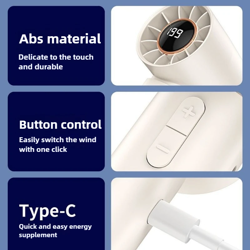 Многофункциональный цифровой дисплей с зарядкой через USB, небольшой ручной маленький вентилятор, 1-6 скоростей, большой ветровой охлаждающий вентилятор, портативный умный вентилятор