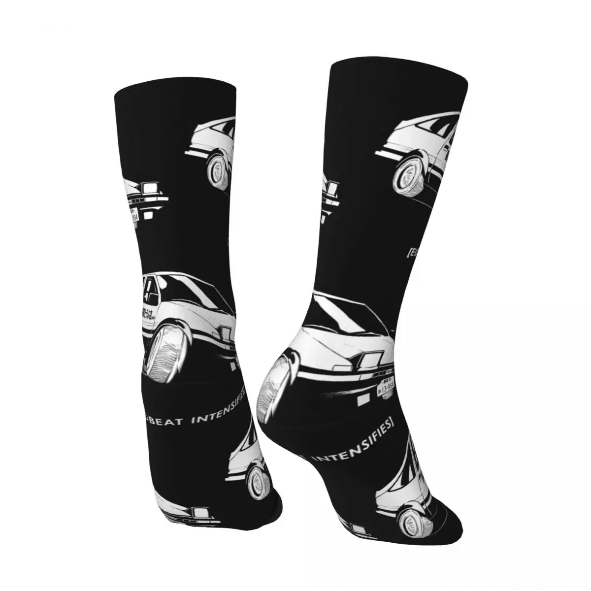 Funny Crazy Sock for Men Eurobeat Intensifies AE86 Hip Hop Harajuku Initial D Happy Quality Pattern Printed Boys Crew