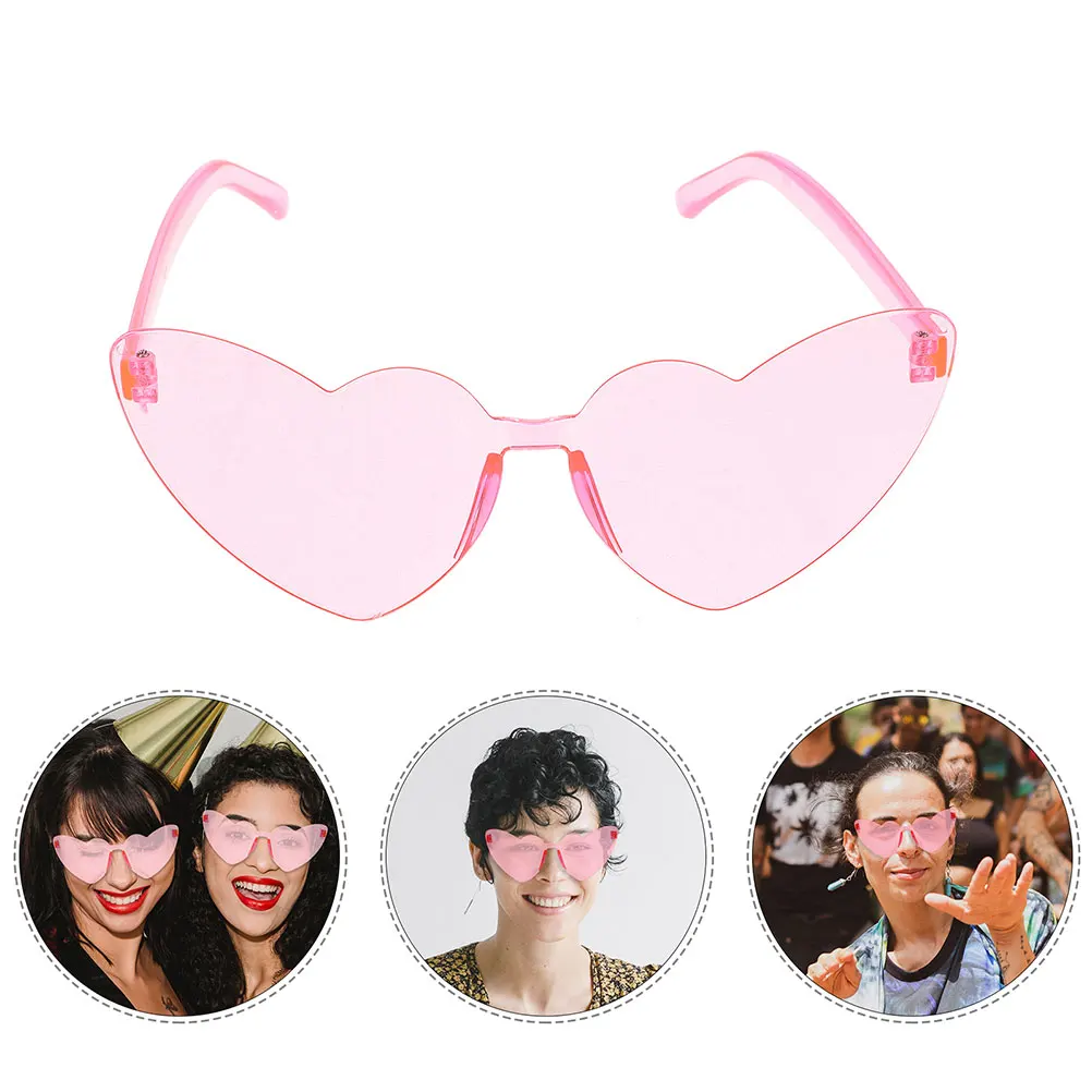 

4pcs Heart Shape Sunglasses Transparent Candy Favors Photo Props Lightweight Sturdy Frames for Bachelorette