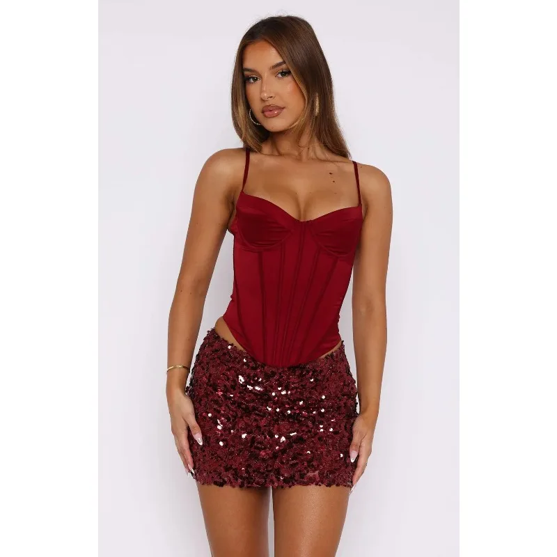 Блестящая мини-юбка с блестками, модные цветные юбки трапециевидной формы с высокой талией, новинка 2023 года, женская повседневная одежда, вечерние клубные юбки