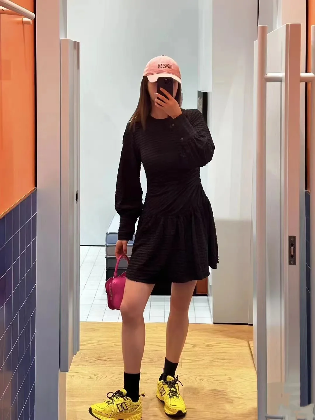 

Ele Bla Bubble-Sve Long- Sve round Ne Slim-Fit Dr Autumn New Sle Nordic Faion Women's High Waist A-Line ...