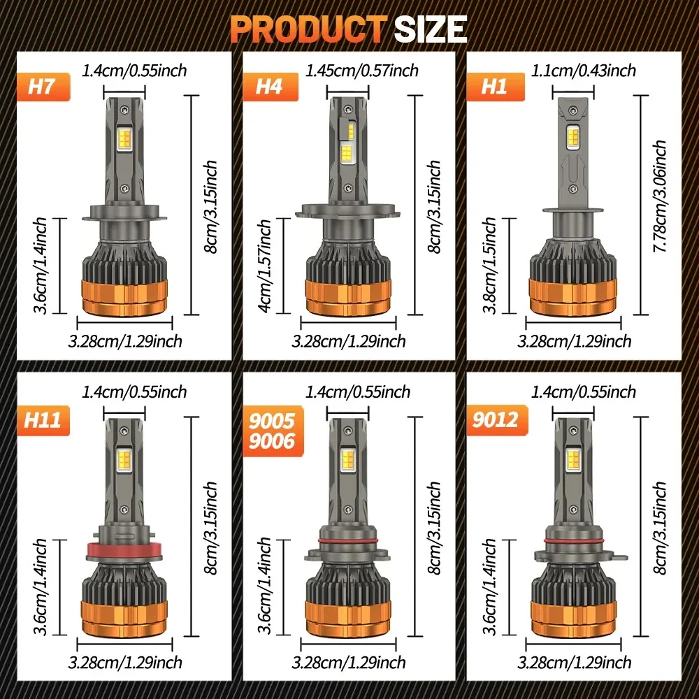 1200 واط H4 H7 H11 LED المصابيح الأمامية H1 H8 H9 H11 HB3 9005 HB4 9006 HIR2 9012 ستروب مصباح التحكم عن بعد ثلاثة ألوان 6500K 4300K 3000K #6