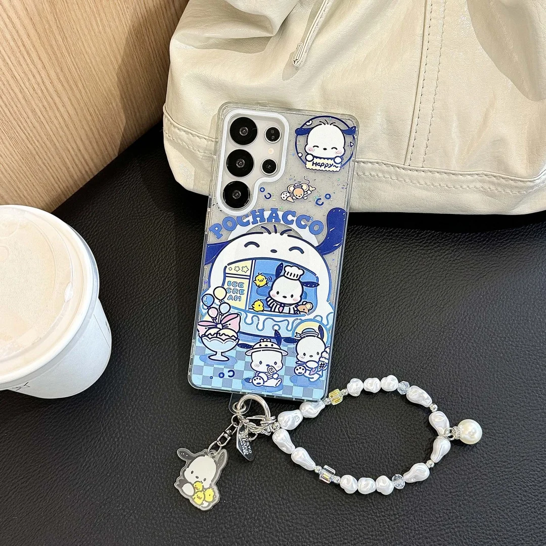 

Super Cute Kuromi Pochacco Magsafe Magnetic Phone Holder Stand Case For Samsung Galaxy S25 S24 Ultra S23 Plus S24 FE Cover