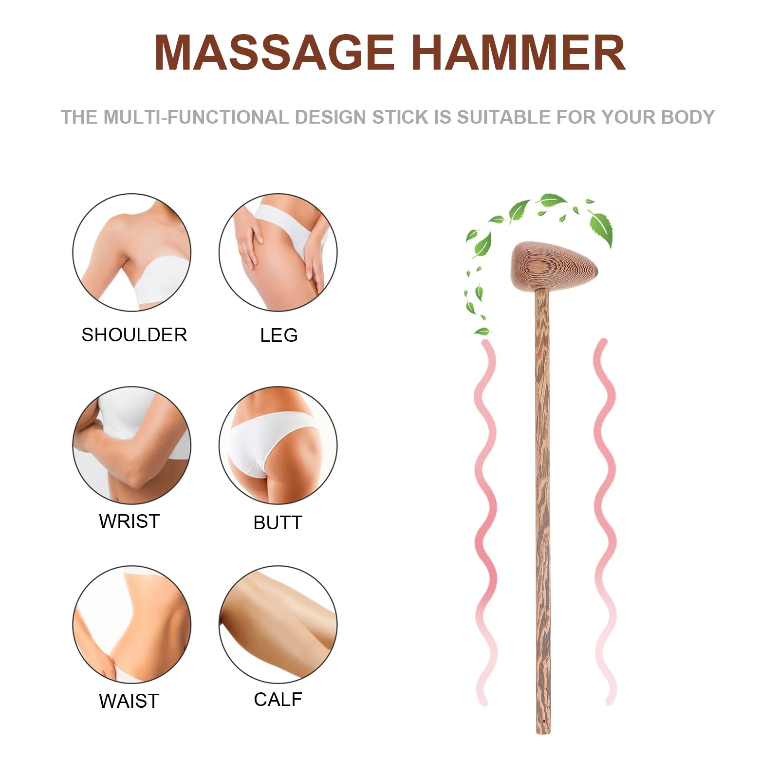 Masseur en bois, petit marteau à corne, outil de Massage Durable pour le dos et les épaules, soulagement de la Fatigue musculaire, cadeau pour personnes âgées, Fitness, 1 pièce