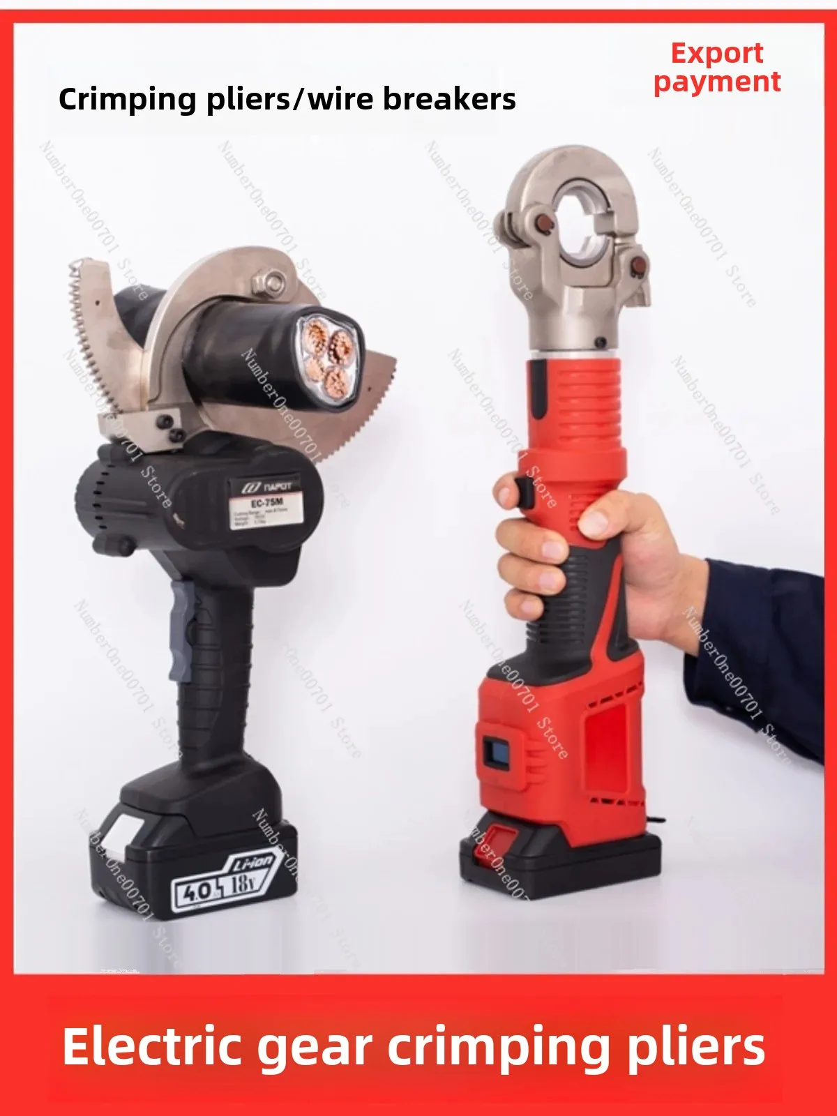 Rechargeable Electric Hydraulic Clamp, Wire Crimper, PZ EM-300 Cable Crimping Pliers, 400 Copper and Aluminum Terminal