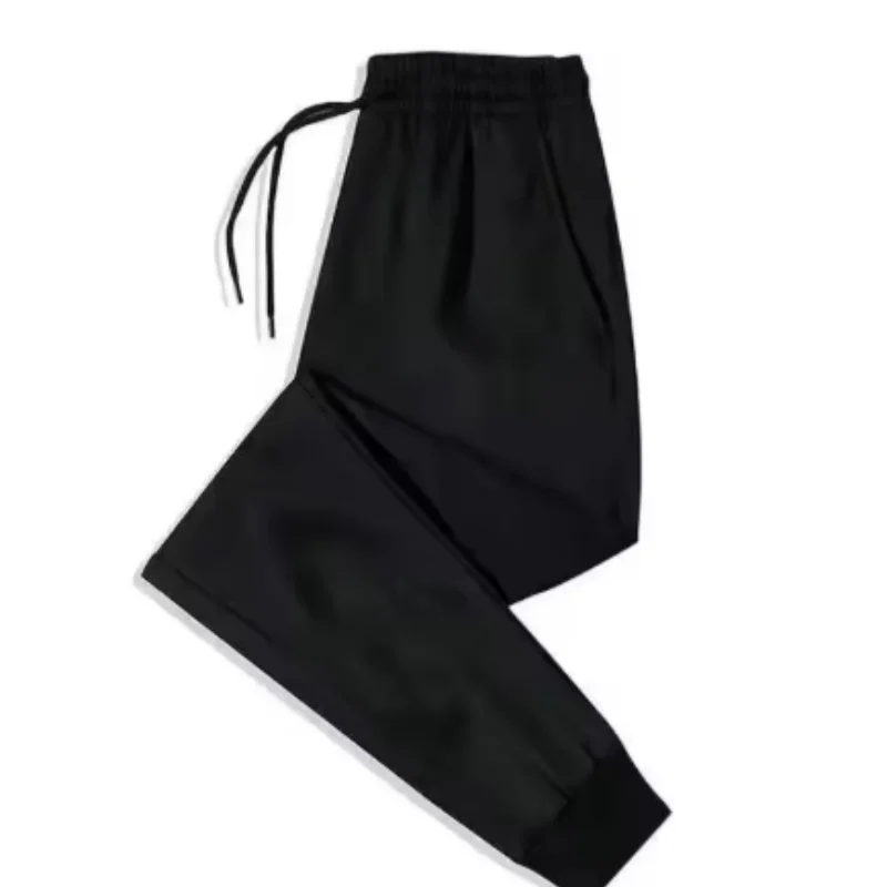 سراويل رياضية شتوية كاجوال للرجال مع بطانة قطيفة وسميكة، خصر مرن، سراويل بمقاس كبير، سراويل دافئة وفضفاضة #6