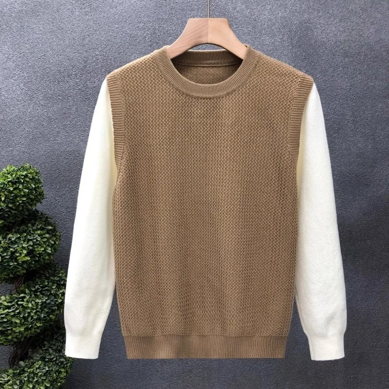 

Men's Fake Two-Piece Sweater Autumn Winter Slim Fit Versatile Casual Inner Warm Knit Top