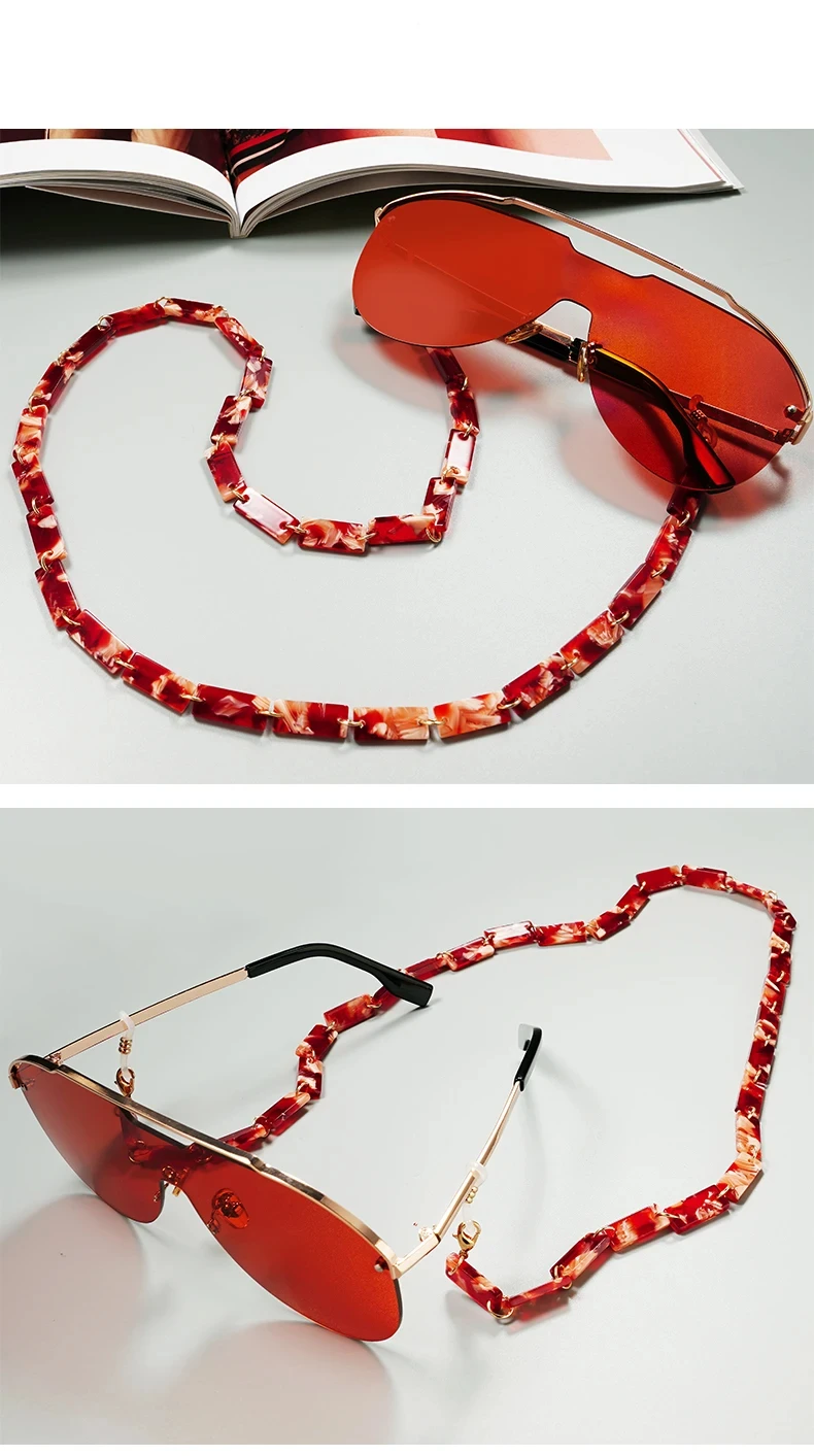 Marmor ader Acryl Brille Kette Halskette rutsch feste Lanyard um Hals Sonnenbrille Ketten für Erwachsene trend ige Brille Seil halter – Detail 8