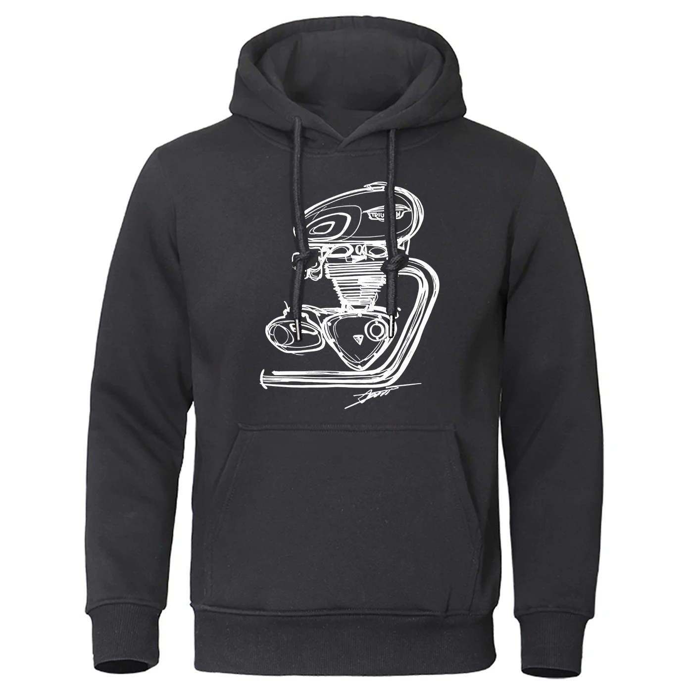 Motorcycle Engine Modified Retro Men's solid-color zipper sweatshirt is suitable for spring and autumn hoodies jacket