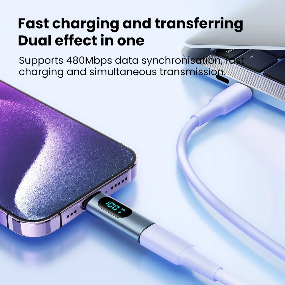 PD100W Fast Charging Type C OTG Adapter Digital Display USB C Male to Type C Female Converter For iPhone 15 Xiaomi OTG Connector