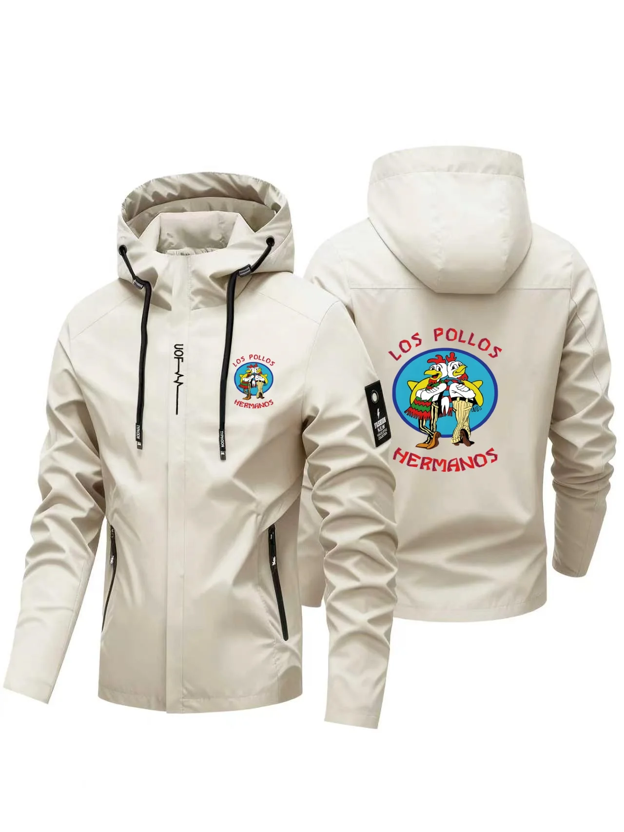 2026 New Men's Chicken Pattern Hooded Windproof Jacket, Lightweight Windproof and Waterproof Zipper Coat for Men