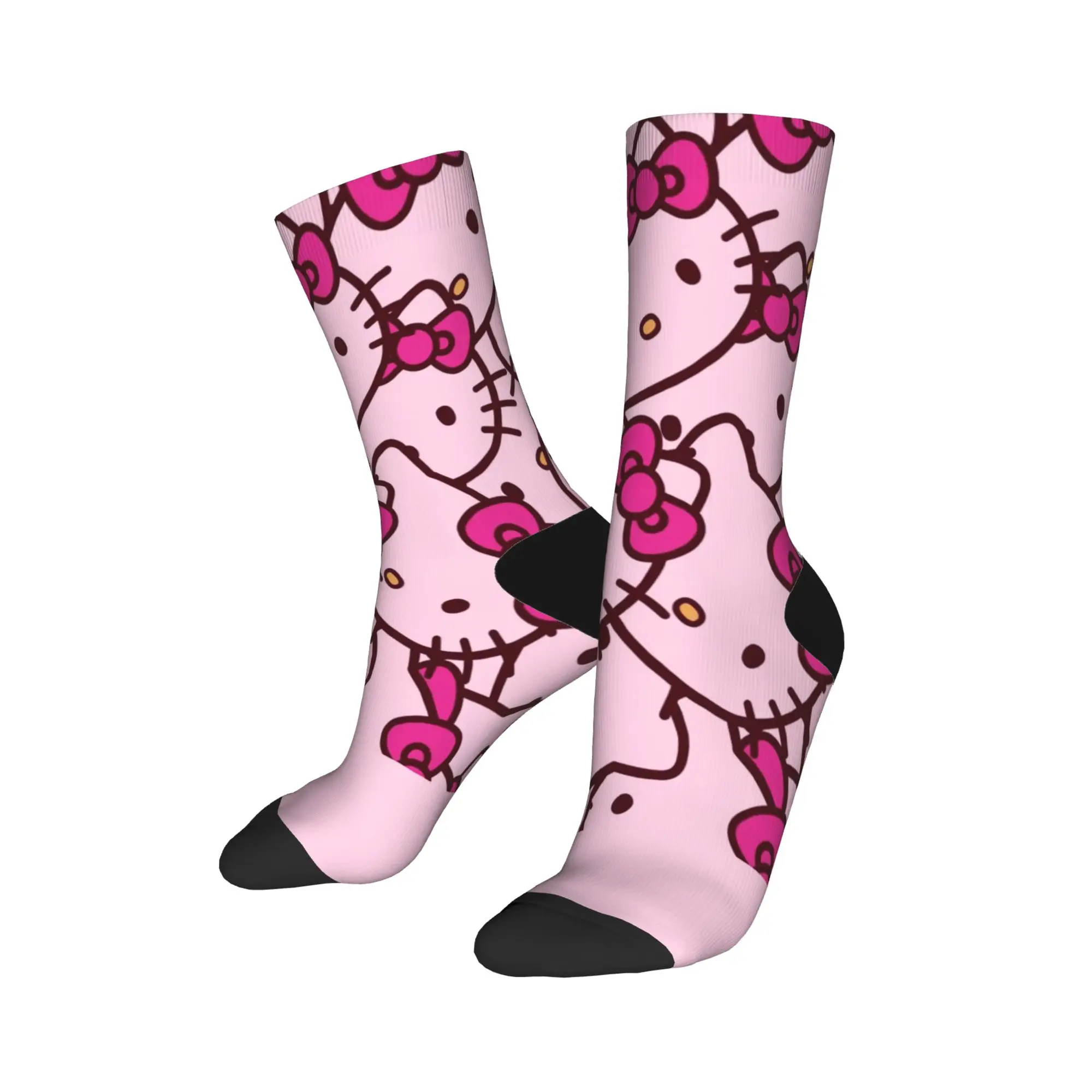 Skarpetki Hello Kitty Damskie Męskie Wygodne Skarpetki Kawaii Wiosenne Antypoślizgowe Skarpetki na Zewnątrz Personalizowane Skarpetki Prezent Urodzinowy