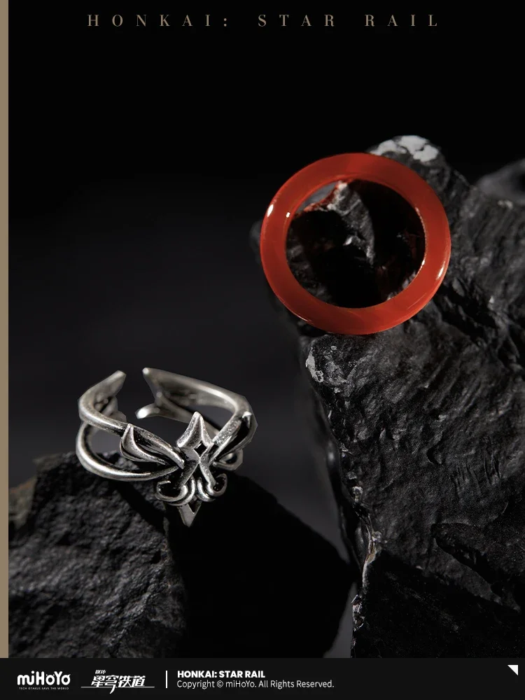 Presale Honkai: Star Rail Official Merchandise Blade Ren Theme Rings Set Red Agate Stellaron Hunter