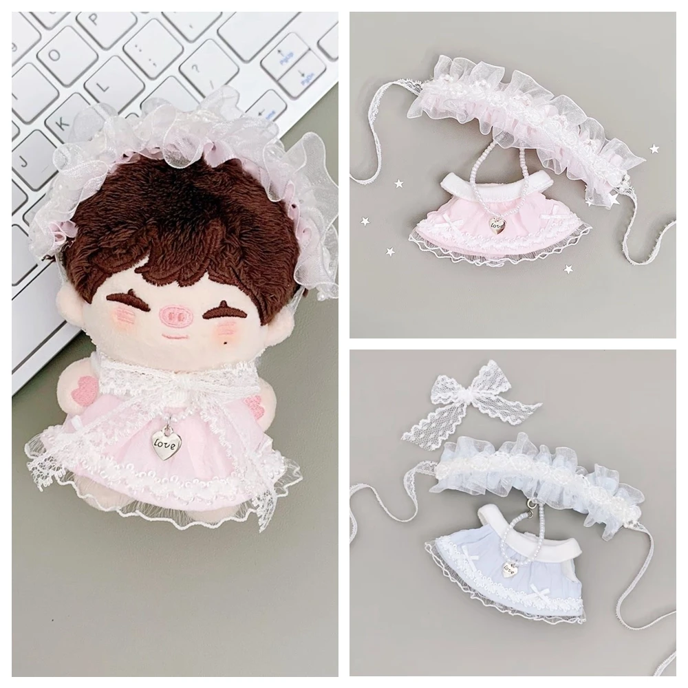 10cm Cotton Doll Starfish Clothing Set Mini Lace Maid Cospaly Dress Outfit With Headband Doll Costume Change Accessories