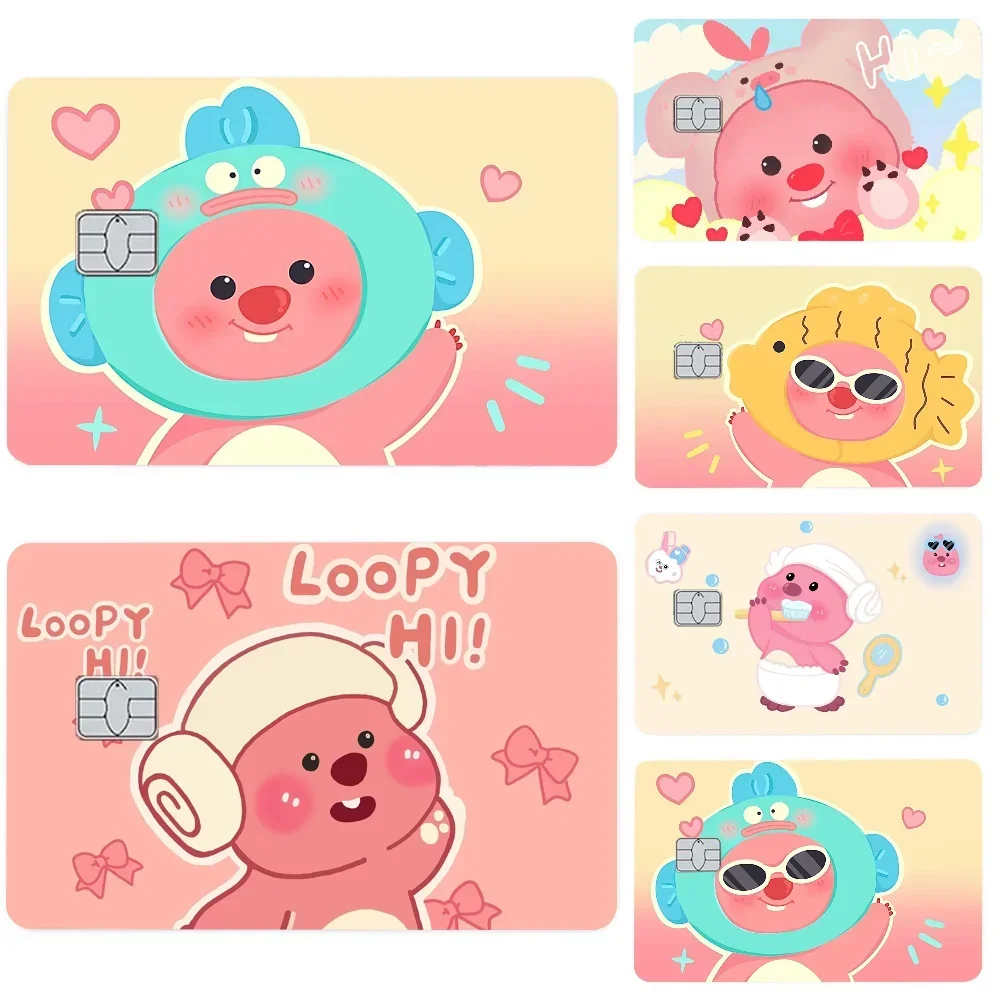 

Cute Cartoon Pink Animal Beaver Stickers 4pcs PVC Card Skin Stickers For Bank Card Bus Metro Card Case Decorate Gift