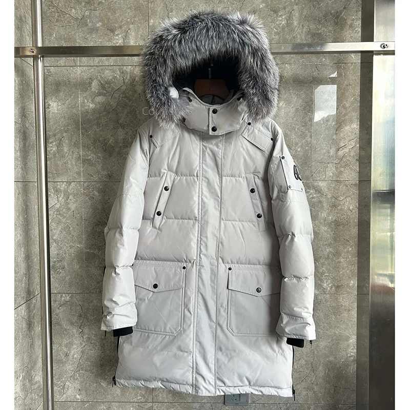 Canadese dames donsjas verdikte warme lange jas witte ganzendons damesjas vossenbont geschikt voor extreem koude sneeuwruimtes