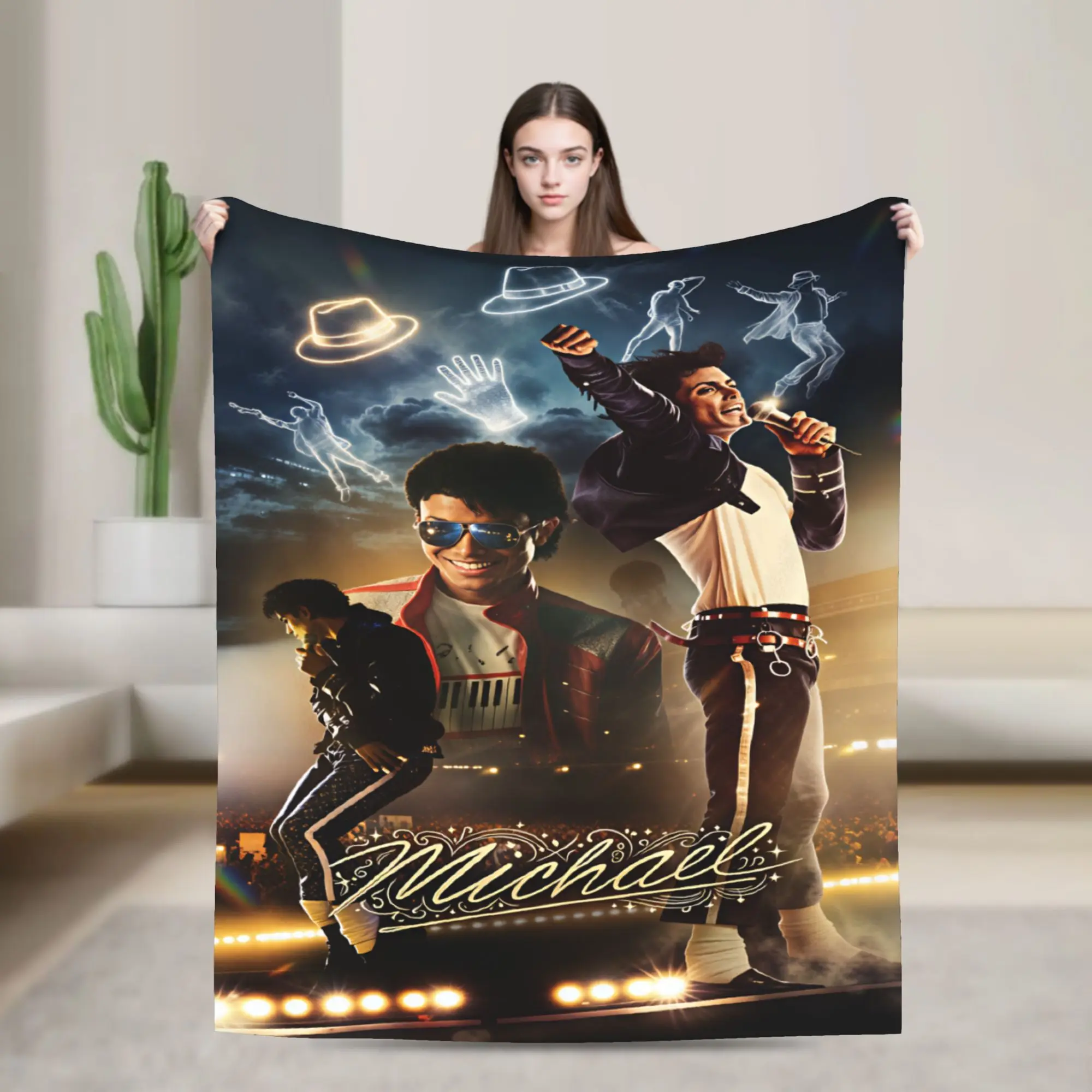Michael Jackson Blankets  Airplane Travel Flannel Bedding Throws For Outdoor Warm Soft Design Quality Bedspread Birthday Present