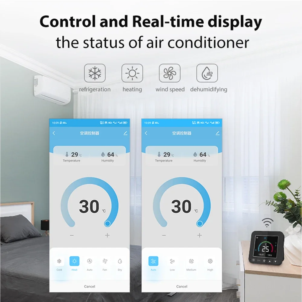 Tuya Smart Thermostat Universal AC Remote Control For Air Conditioner With LCD Color Backlight Sceen And Temperature Humidity