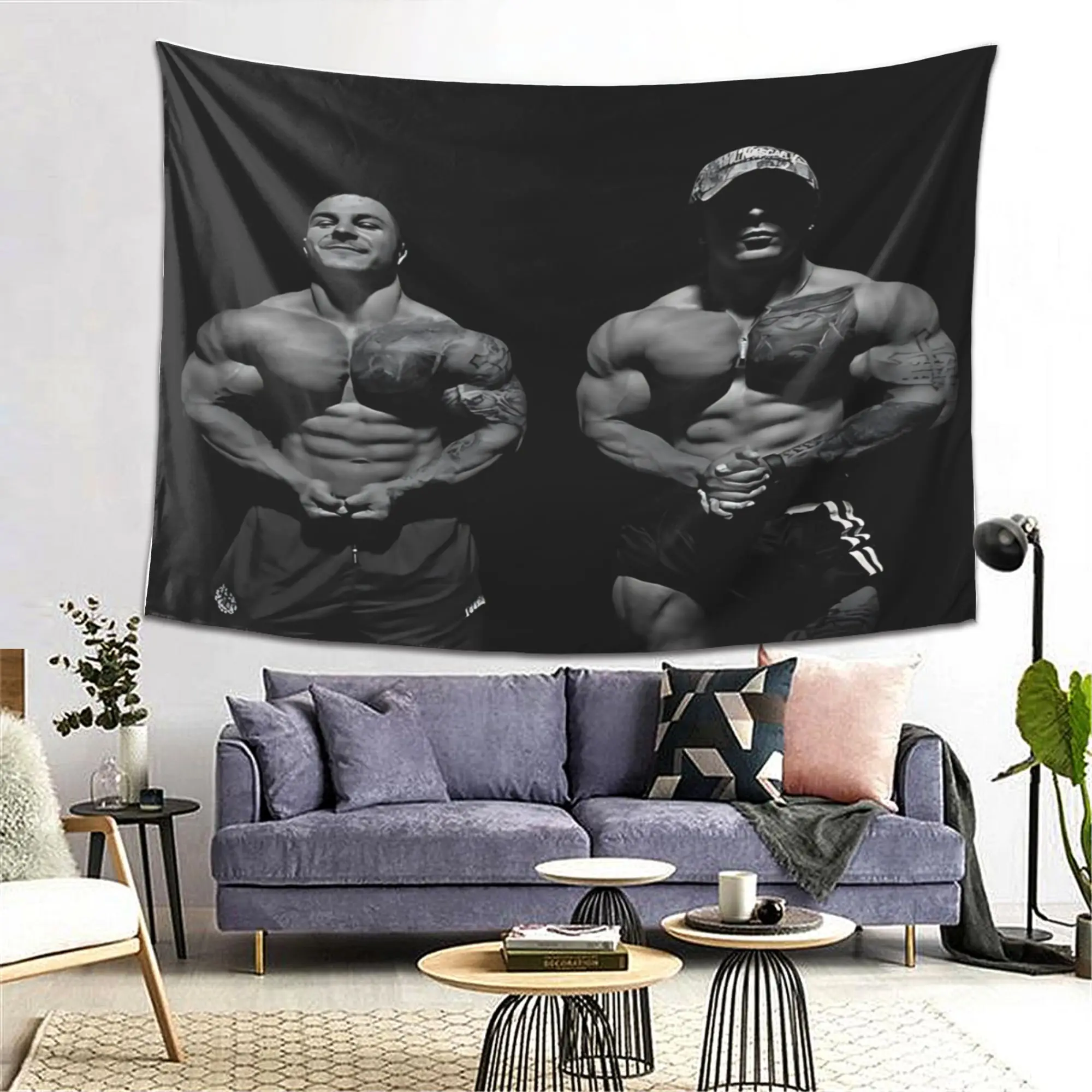 Fitness Athlete Tattoo Tapestry, Wall Decor for Bedroom Entryway, Aesthetic Home Art, Great Gift for Family & Friends