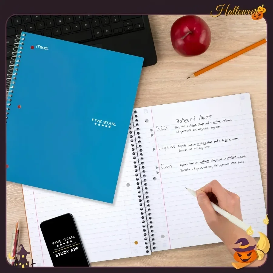 Tidewater Blue 3 Subject، ورق مسطر واسع، 8 بوصة × 10-1/2 بوصة، 150 ورقة، تنزف الحبر المطلق، غطاء مقاوم للماء