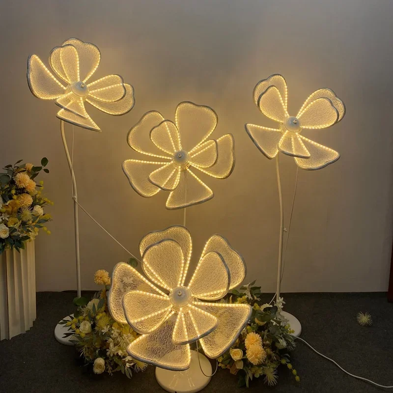 

Wedding Supplier Lace Luminous Iron Peony Flower Stage Lighting Decoration Wedding event party supplies Scene Background Layout