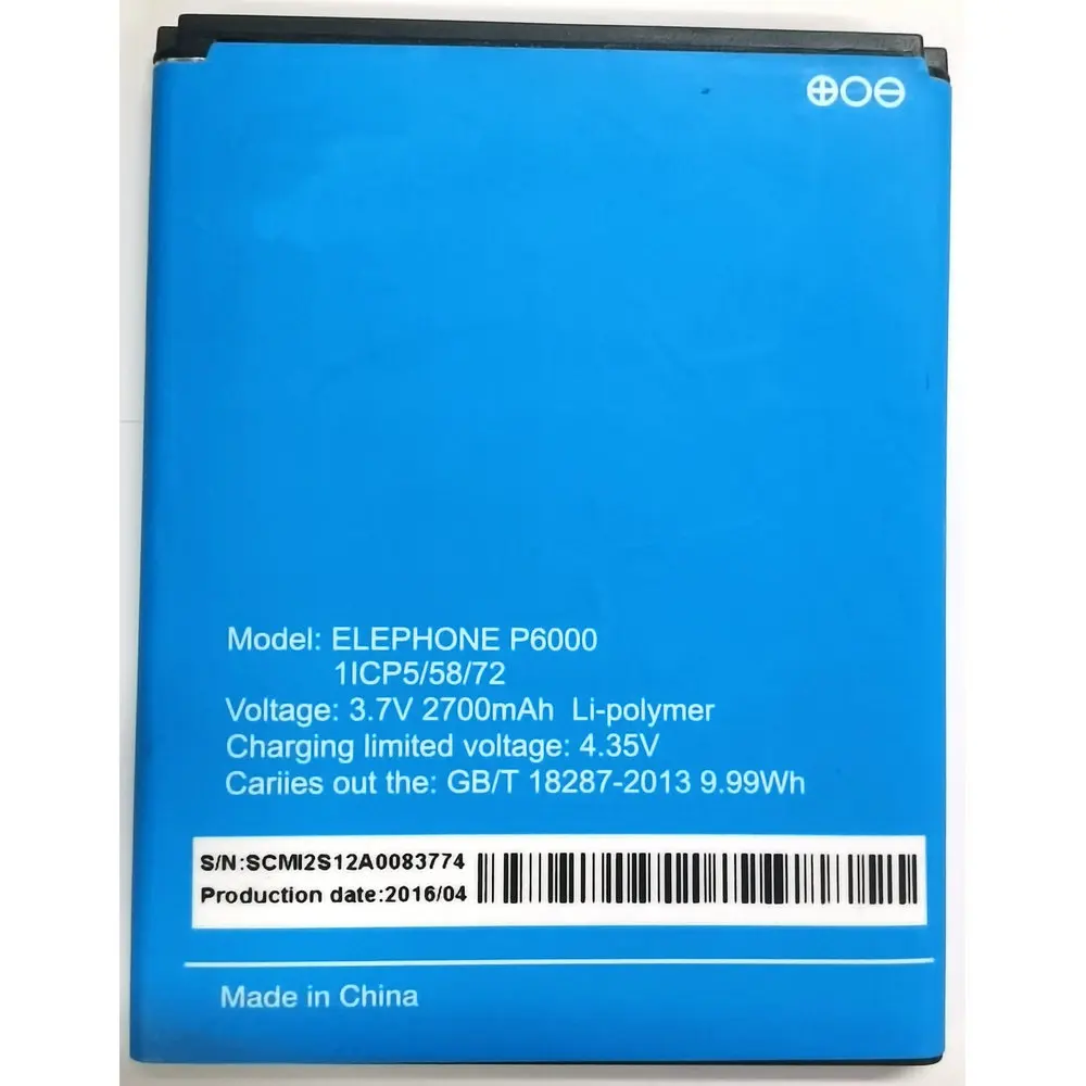 

3.8V New Original ELEPHONE P6000 Replacement Battery 1ICP5/58/72