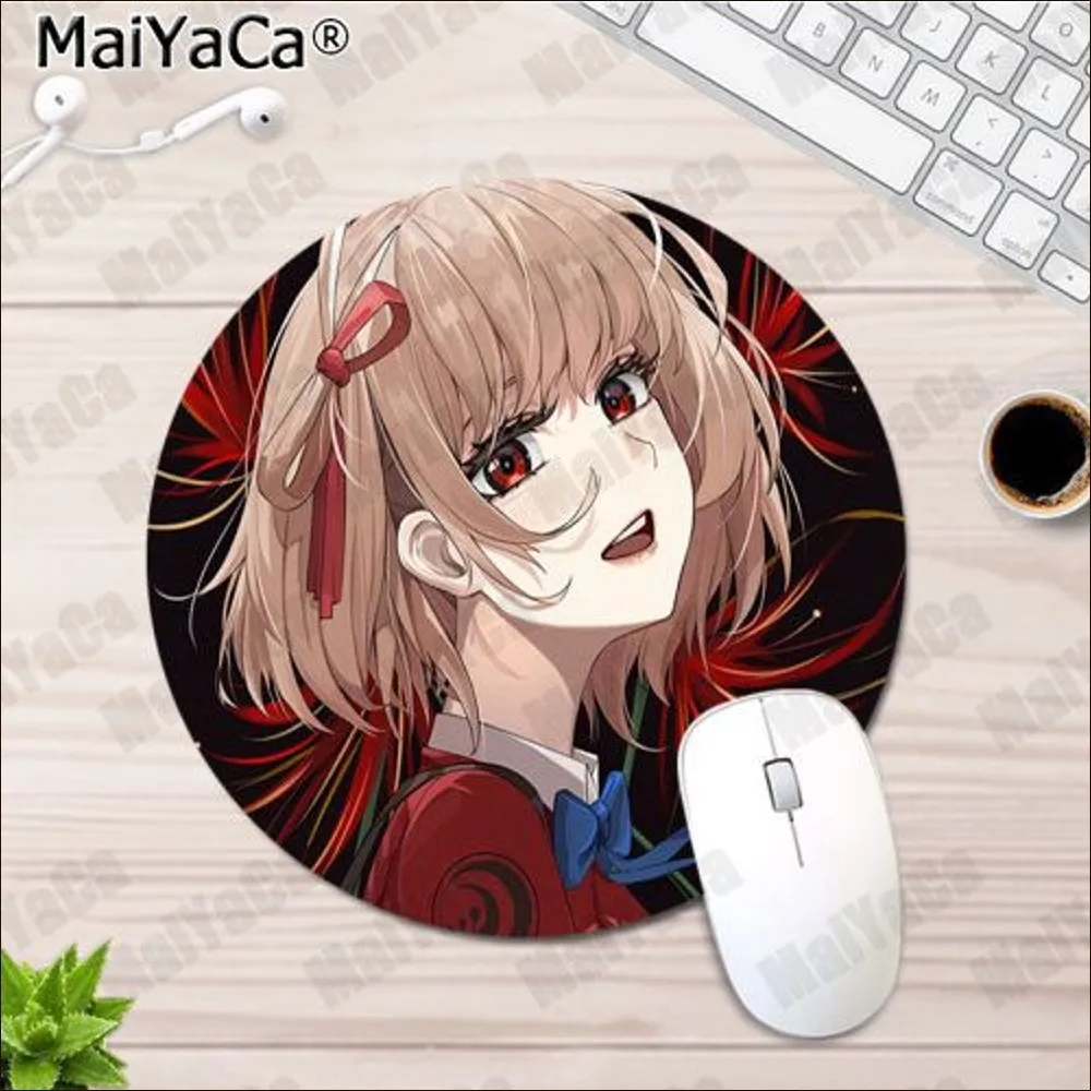 Lycoris Recoil  Mousepad 20x20cm Round Desktop Desk Mat Kawaii Gaming Accessories Students Writing Pad Mouse Pad for PC Desk Pad