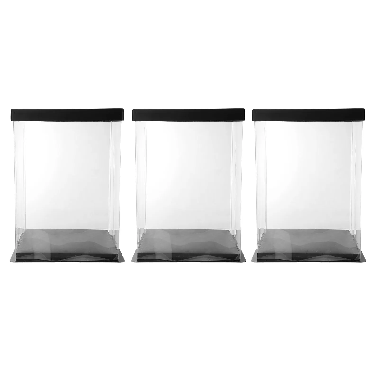 Clear Tall Cake Box Set – 3pcs Transparent 6-inch Birthday Party Packaging & Display Storage
