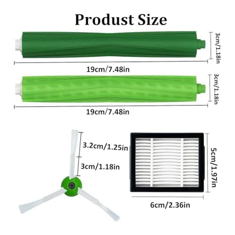 Abud-para irobot roomba i3 i3 + i4 i6 i6 + i7 i7 + i8 i8 +/plus e5 e6 e7 i, e & j série aspirador de pó principal escova lateral filtros hepa