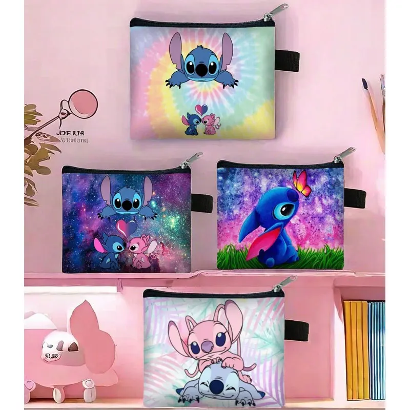 

Disney Stitch Children's Coin Purse Student Polyester Card Holder Simple Fashion Coin Square Storage Bag Boys Girls