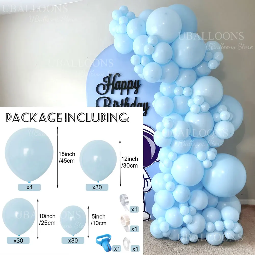 148pcs Light Blue Balloons Arch 18/12/10/5inch Baby Pastel Blue Balloon Garland for Birthday Wedding Baby Shower Party Decoratio - view 2